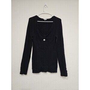 Cache Women’s Black Sweatshirt With Bottons In Sleeves Size Large